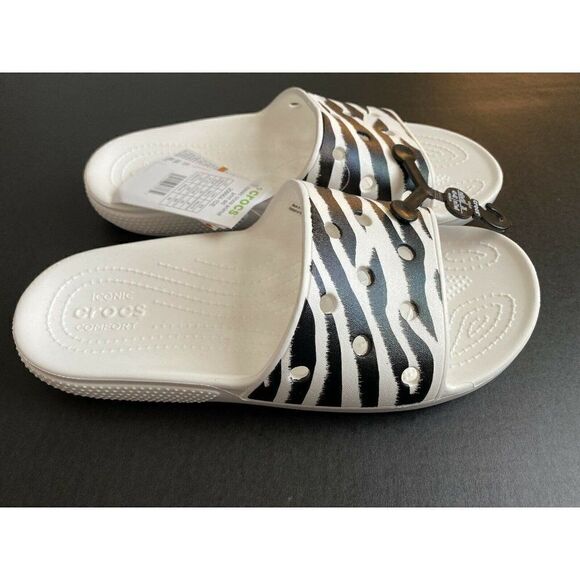 Crocs Classic Animal Print Slides Sandals W 10 M 8 - Picture 6 of 7